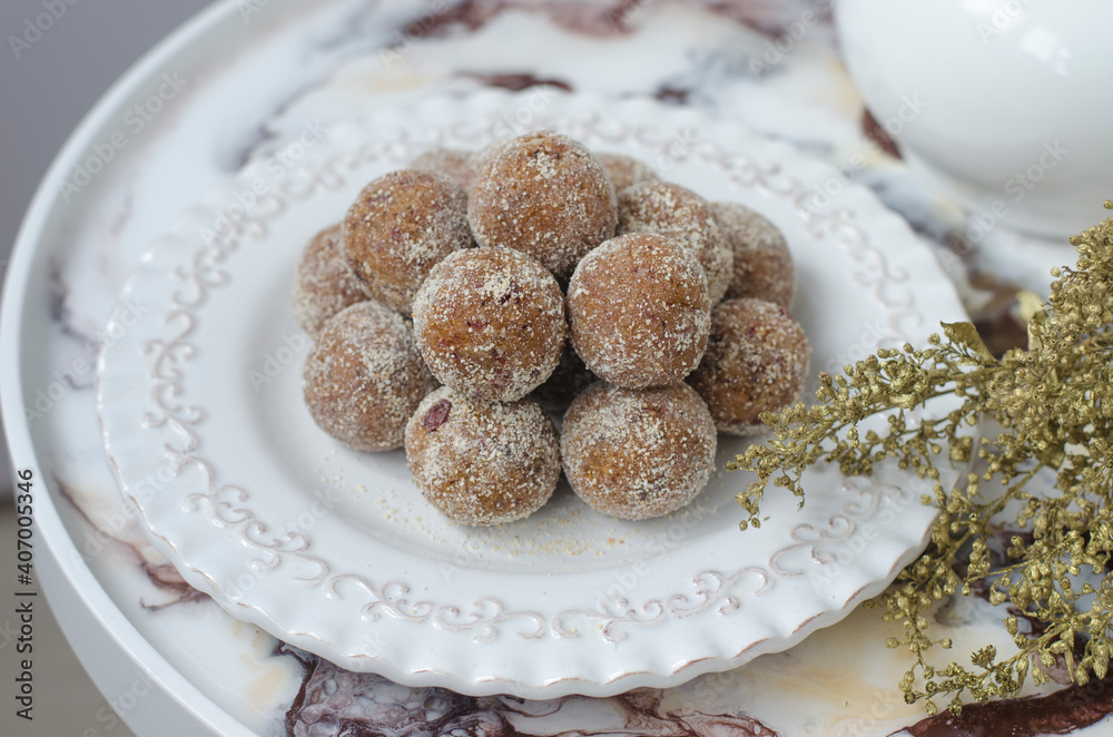 Handmade candies from apricots dates and nuts Handmade candies from apricots dates and nuts
