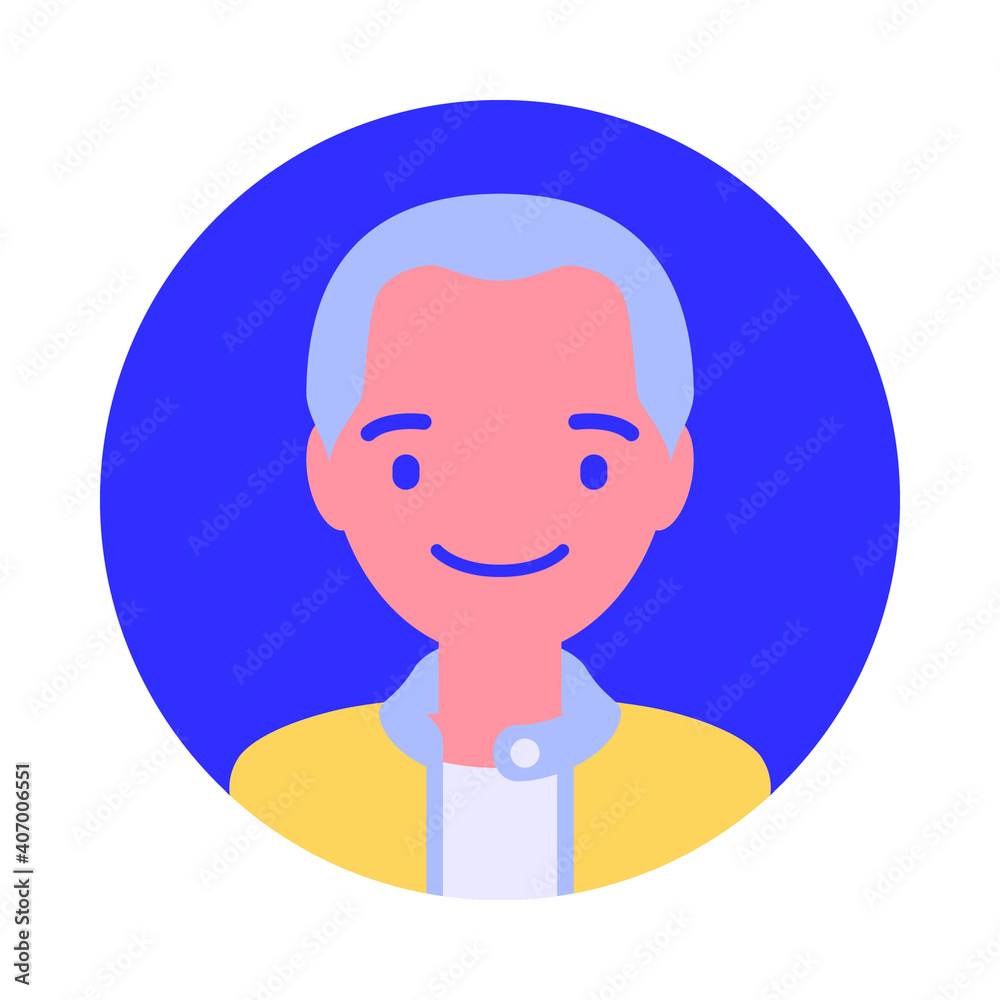 Flat style round people avatar icon set, yellow purple human face circle icon for person in web page, flyer, digital game, presentation video, account forum, user vector cartoon illustration isolated 