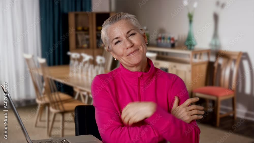 Remote business woman smiling giving thumbs up, webcam point of view in home daytime. Happy teacher doing video chat. Remote business woman smiling giving thumbs up, webcam point of view in home daytime. Happy teacher doing video chat.