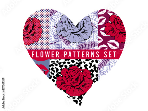 Set of designs with floral motifs.