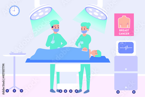 Breast cancer surgery 2D flat vector concept for banner, website, illustration, landing page, flyer, etc