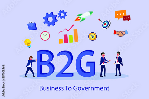 Business to Government B2G 2D flat vector concept for banner, website, illustration, landing page, flyer, etc