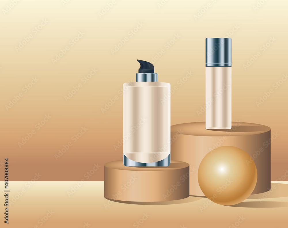 skin care bottles products with golden ball skin care bottles products with golden ball