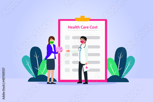Health care cost during pandemic 2D flat vector concept for banner, website, illustration, landing page, flyer, etc