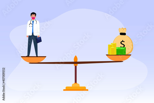 Health Cost 2D flat vector concept for banner, website, illustration, landing page, flyer, etc