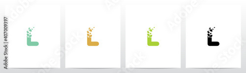 Letter Eroded Into Leaf Letter Logo Design L