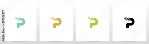 Letter Eroded Into Leaf Letter Logo Design P
