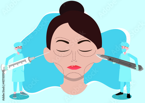 Plastic surgery 2D flat vector concept for banner, website, illustration, landing page, flyer, etc
