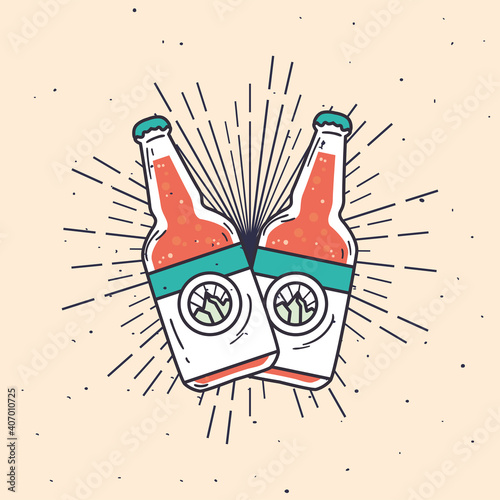 beer bottles icon vector design