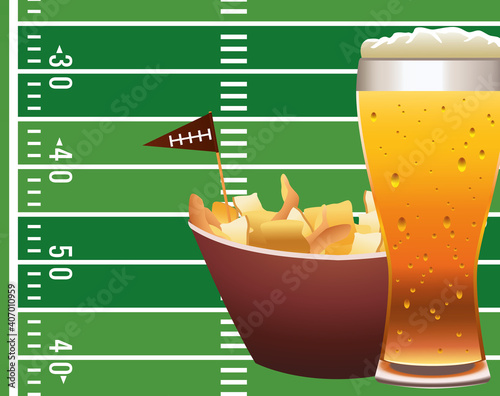 american football camp with snaks and beer