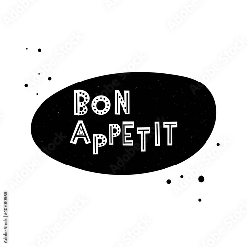 Bon appetit logo or quote, phrase. The inscription is in the style of a chalk board