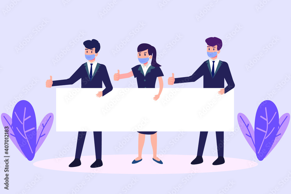 Successful business vector concept: Group of business people showing okay gesture with copy space Successful business vector concept: Group of business people showing okay gesture with copy space