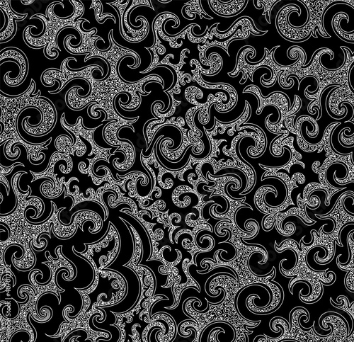 Abstract vector seamless pattern with beautiful figured handwritten linear ornament