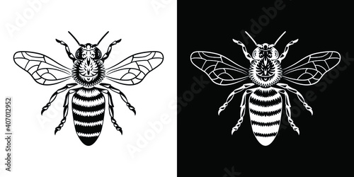 logo for honey, detailed wasp, bee