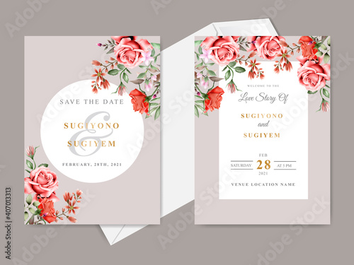 beautiful and elegant floral hand drawn wedding invitation card templates