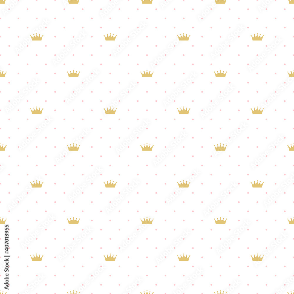 Abstract Seamless pattern with king, princess crowns. Vector Illustration EPS10