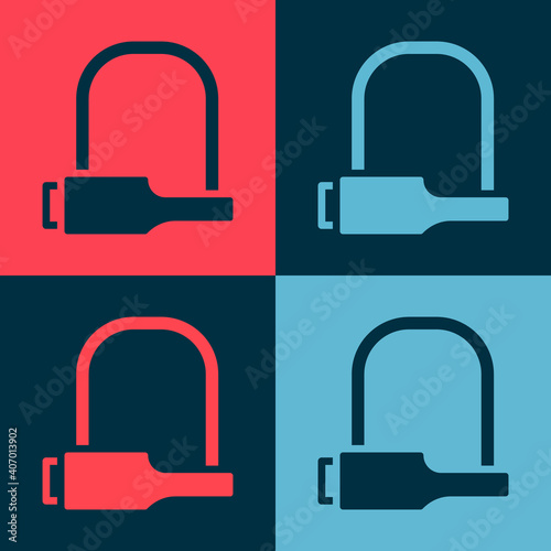 Pop art Bicycle lock U shaped industrial icon isolated on color background. Vector Illustration.