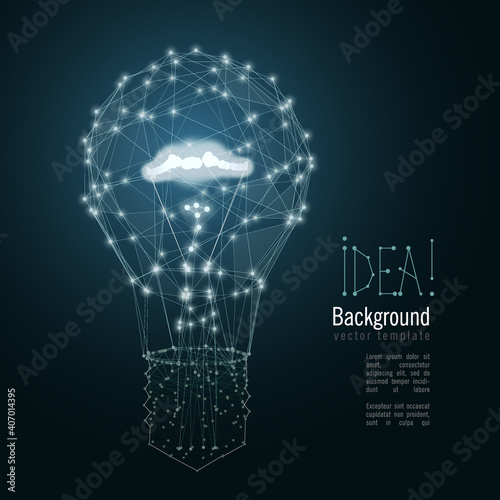Lightbulb composed of polygon. Low poly vector illustration of a mesh. Wireframe connection structure