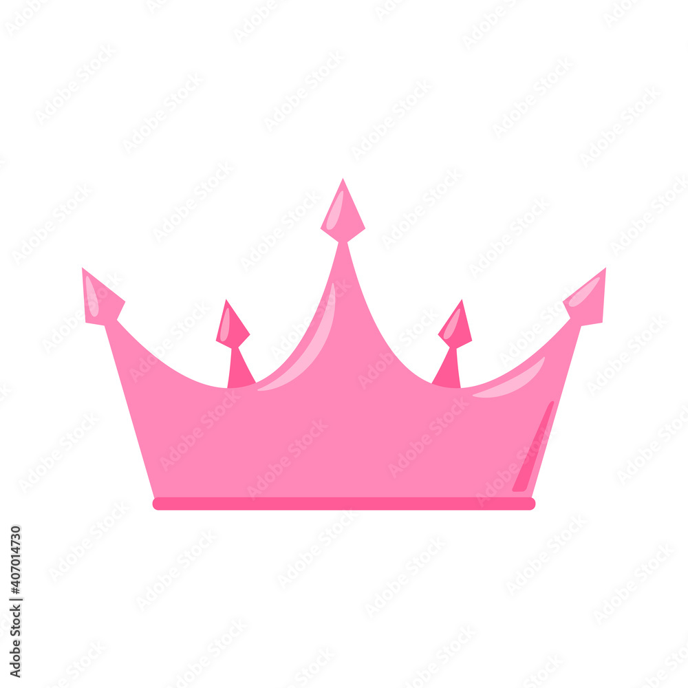 Princess Pink Crown Icon in Flat Style Isolated on white Background Vector Illustration EPS10