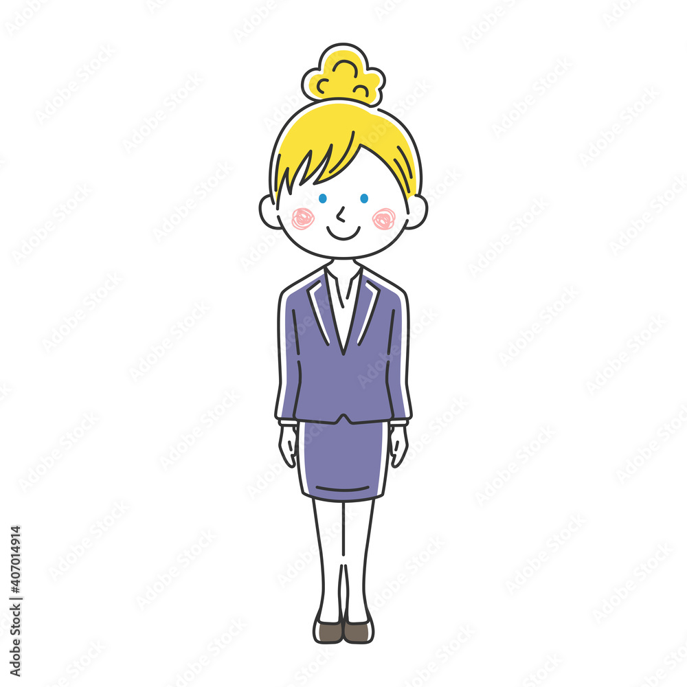 笑顔の白人ビジネスウーマンのイラスト