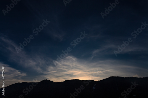 Mountain and cloud with twilight for background