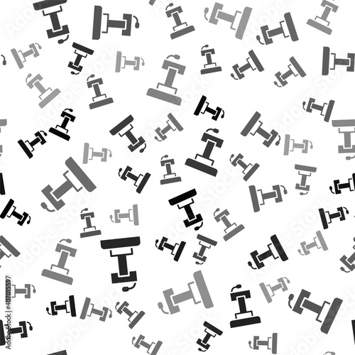 Black Stage stand or debate podium rostrum icon isolated seamless pattern on white background. Conference speech tribune. Vector.
