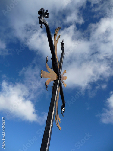 Summit cross of Sonnenberg mountain, Bavaria, Germany photo
