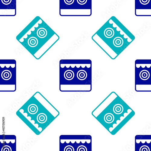 Blue Shooting gallery icon isolated seamless pattern on white background. Vector.