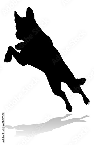 A detailed animal silhouette of a pet dog