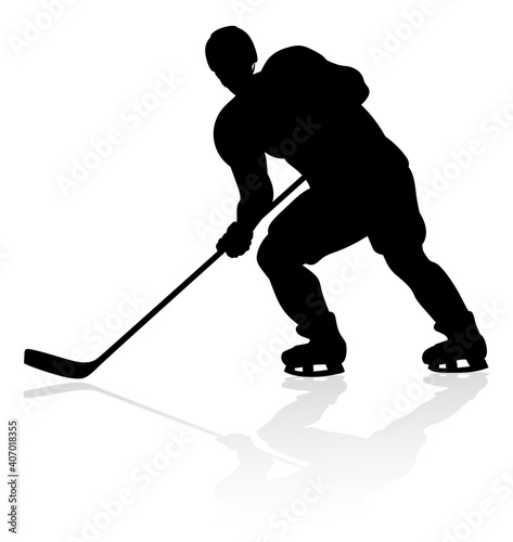 An ice hockey player silhouette sports illustration