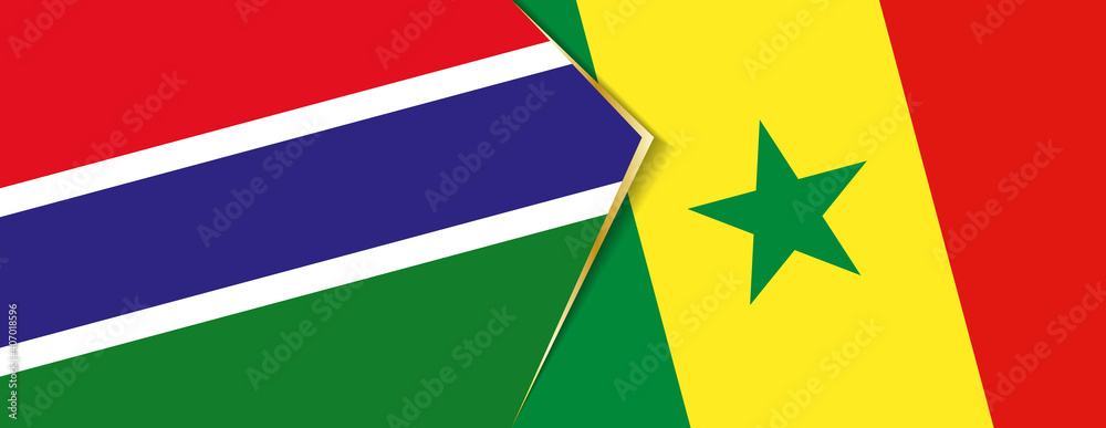Gambia and Senegal flags, two vector flags. Gambia and Senegal flags, two vector flags.