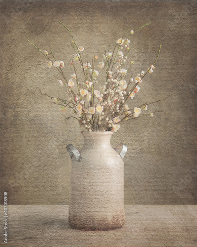 Painterly flowers with jug vase