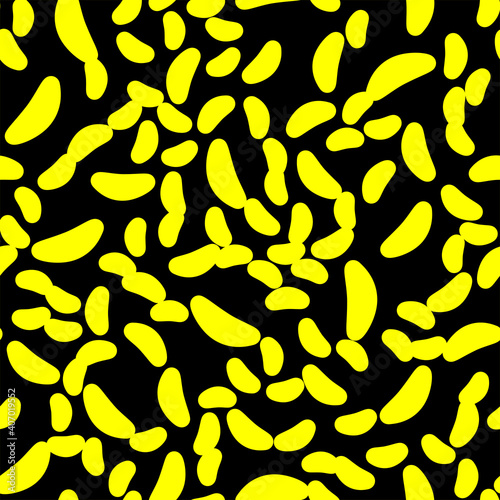 Seamless pattern of yellow figurines on a black background