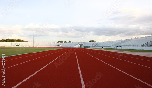 New Red Running Track, sport concept, sport center