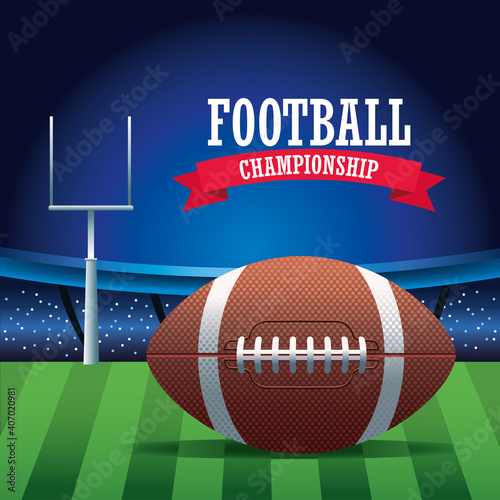 super bowl american football sport lettering with balloon in stadium
