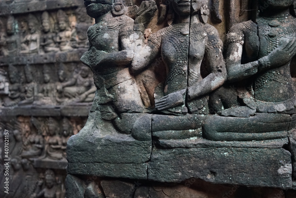 Bas relief at Elephant Terrace , Angkor Thom in Siem Reap, Cambodia, Ancient Khmer architecture. Bas relief at Elephant Terrace , Angkor Thom in Siem Reap, Cambodia, Ancient Khmer architecture.