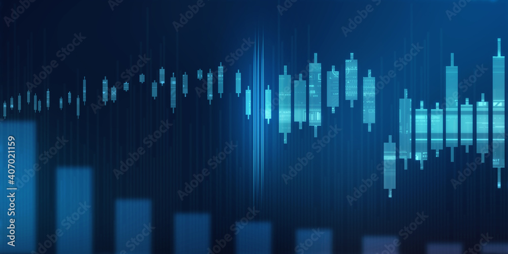 2d rendering Stock market online business concept. business Graph 