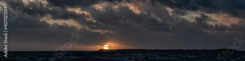Sunset over Saint Govan's Head Pembrokeshire photo