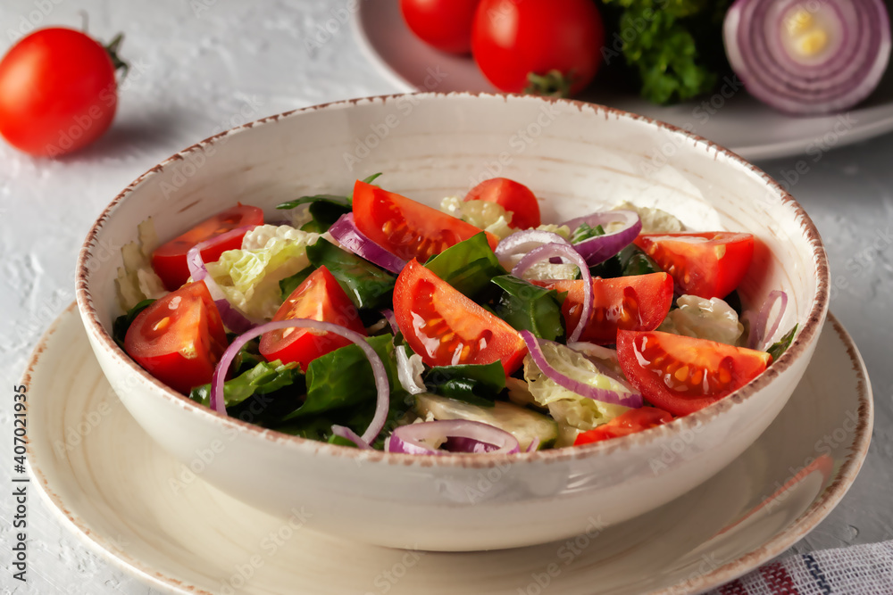 Fresh vegetables and herbs salad. Healthy diet