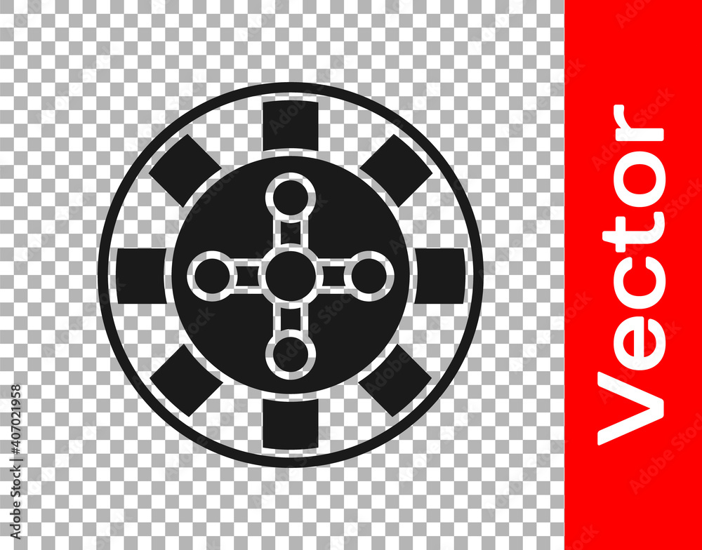 Black Casino roulette wheel icon isolated on transparent background. Vector. Black Casino roulette wheel icon isolated on transparent background. Vector.
