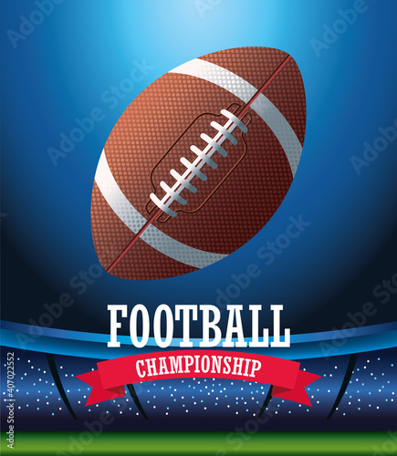 super bowl american football sport lettering with balloon in stadium scene