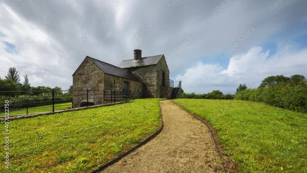 Time Lapse of a historical lime kiln building during the day with passing clouds in rural landscape Ireland. Time Lapse of a historical lime kiln building during the day with passing clouds in rural landscape Ireland.