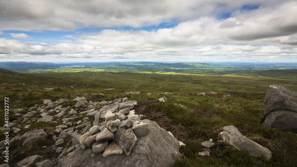 Time Lapse of Cuilcagh Boardwalk Trail known as Stairway to Heaven Walk in county Fermanagh in Northern Ireland during the day with scenic landscape. Time Lapse of Cuilcagh Boardwalk Trail known as Stairway to Heaven Walk in county Fermanagh in Northern Ireland during the day with scenic landscape.