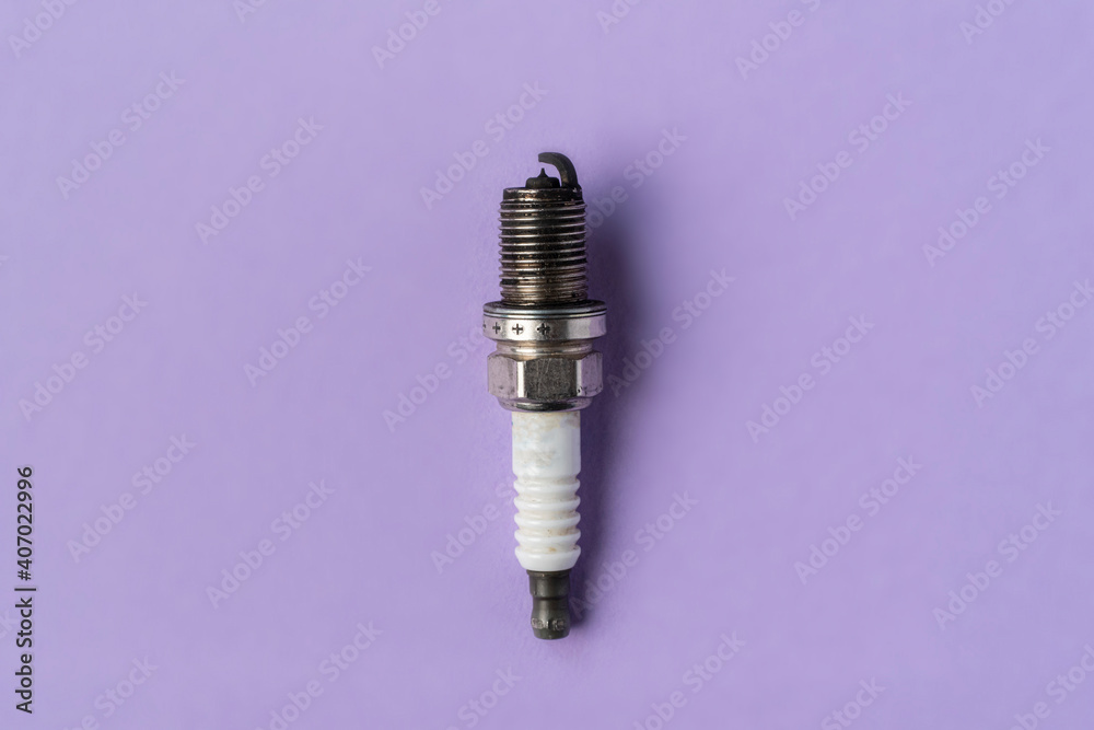 iridium car candle flat lay, spark plug and ignition system equipment