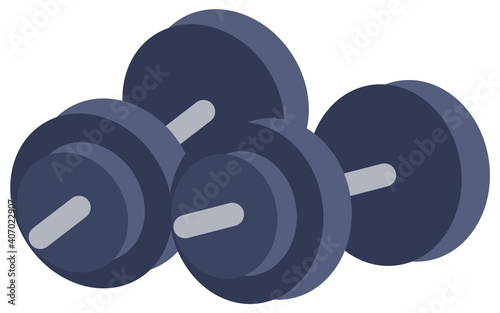 Dumbbells icon. Cartoon vector illustration isolated on white background. Muscle building equipment, sports heavy object for fitness and bodybuilding. Metal weightlifting shape for body modeling