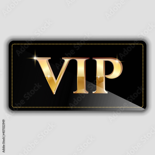 Vector vip gold sign or banner isolated on the gray background.