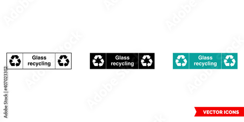 Glass landscape waste recycling sign icon of 3 types color, black and white, outline. Isolated vector sign symbol.