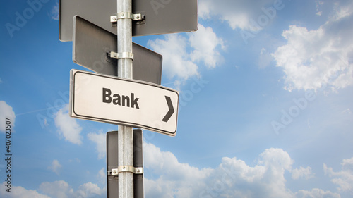 Obraz na plátně Street Sign to Bank
