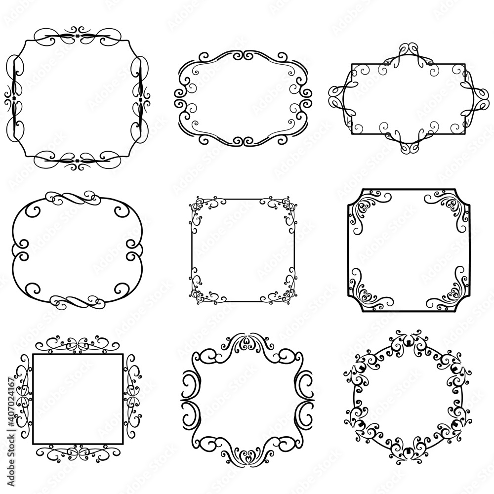 Vector Frames. Vintage frame set. Victorian Ornament Bundle. elegant frame and border illustrations. Isolated vector Frames. Blank Labels. Decorative Backgrounds. Silhouette Frames.