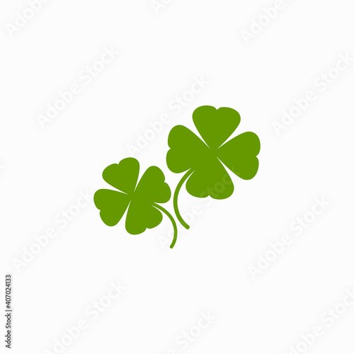 Green Shamrock illustration isolated on white. Clover three leaf flower.